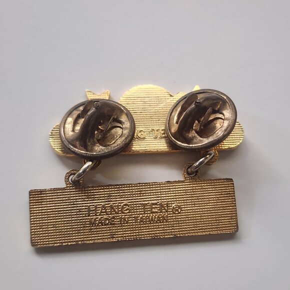 Super DAD Lapel Pin Hang Ten 2-Piece Dangling Black & Gold Color - Picture 2 of 2